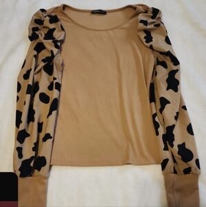 Elegant Women's Tan and Black Blouse